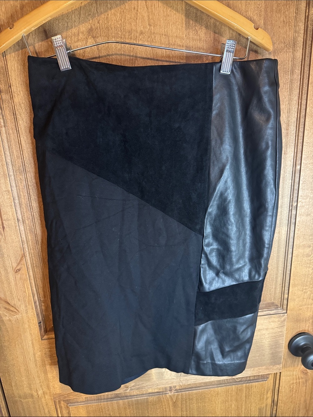 Calvin Klein Black Mixed-Media Pencil Skirt